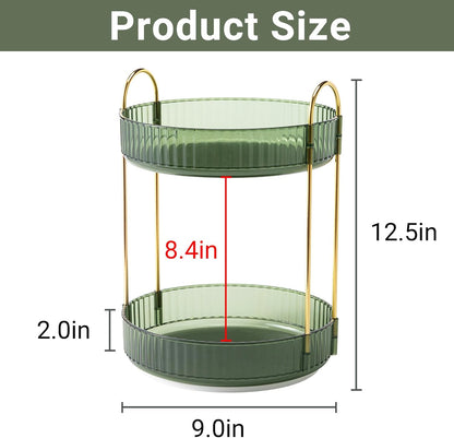 TheBeautyKing Luxe 360 Makeup Organizer, 2 Tier Rotating Vanity Storage